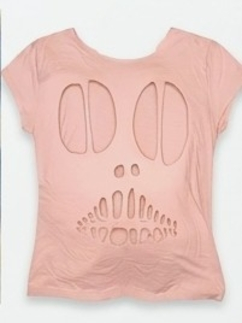 Pink Double-Sided Skull Cut-Out Tee Lightning Bolt Smiley Face Graphic Edgy Alt